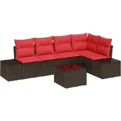 Syfax Gartensofa-set 6 stk. Braun Poly-Rattan