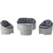 Xl Moebel Gmbh Terrassen-Set 2-Sitzer-Sofa Sessel Tisch Moderner Stil Glas-Tischplatte