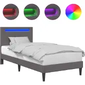 Syfax Bettrahmen mit LED-Lichtleisten Grau 80 x 200 cm Kunstleder