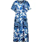 Betty & Co Sommerkleid "Sommerkleid mit Blumenprint", Damen, Gr. 38, EURO, bunt (weiß, dunkelblau), Obermaterial: 85% Viskose CV. 15% Polyamid PA., Kleider Sommerkleid