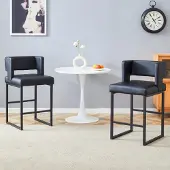 Kein Hersteller Barstuhl 2er-Set, nordisch, quadratisch, Metallbeine, leicht, komfortabel (Black)