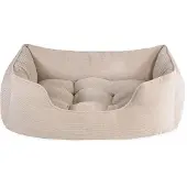 Markenlos Hundebett 8-Rippen Cord Vierkant - Beige