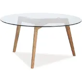 Feldmann-Wohnen Couchtisch Glastisch Oslo 80x80x45cm Eiche Glas