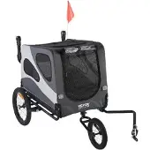 Markenlos Fahrradanhänger für Hunde - Mit Jogger-Funktion - 2-in-1 - Faltbar - Bis 45 kg - XLarge - Grau
