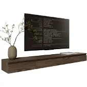Selsey Bemmi Slim - TV-Hängeboard 4-türig, Holzoptik Walnuss Wisconsin, 200 cm