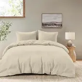 OEM Beige-Microvezel-Bettwäsche 260x240 cm - 2 Kissenbezüge 65x65 cm -