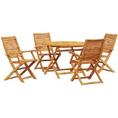vidaXL Garten Essgruppe 5 stk. Braun Massivholz Akazie