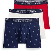 Ralph Lauren für Herren. 714830300102 Set 3 Boxershorts aus elastischer Baumwolle marineblau, weiß, rot (XL), Heimtextilien