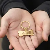 Yoursurprise Personalisierter Schlüsselanhänger - Foto - Knochen - Gold