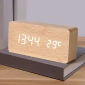 OEM Digitale Holz-Alarmanzeige mit klaren LED-Ziffern und Temperaturanzeige.