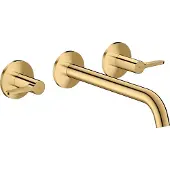 Hansgrohe AXOR One 3-Loch Waschtischarmatur Unterputzmodell für Wandmontage, Auslauf 220mm, mit Hebelgriffen, 48160990, Farbe: Polished Gold Optic