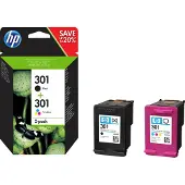 HP 301 2er-Pack Schwarz/Cyan/Magenta/Gelb Original Druckerpatronen, Standardertrag, Schwarz, Cyan, Magenta, Gelb, Tinte auf Pigmentbasis, Tinte auf Farbstoffbasis, 3 ml, 3 ml