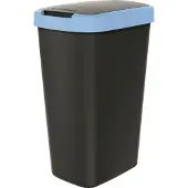 Prosperplast Abfallbehälter 45l mit Deckel KEDEN COMPACTA Q schwarz mit hellblauem Rand