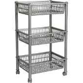 PLAST TEAM Vertriebs GmbH plast team Aufbewahrungs-Trolley, mit 3 Körben, silber