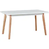 LeafDesign Esstisch Oslo 7 ausziehbar klappbar Weiß/Natur Buche 140-180x80x75 cm