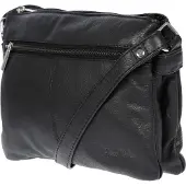 Christian Wippermann Kleine echt Leder Damen Umhängetasche Schultertasche Tasche Handtasche Schwarz