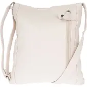 Christian Wippermann Damen Tasche Schultertasche Umhängetasche Crossover Bag Leder Optik Handtasche Offweiss