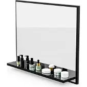Hajduk furniture Badspiegel mit Ablage 60x50 cm Schwarz – Badezimmerspiegel Wandspiegel