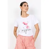 Soyaconcept T-Shirt "SC-RINA FP 19", Damen, Gr. L, weiß (bittersweet), Single Jersey, Obermaterial: 95% Baumwolle, 5% Elasthan, bedruckt, normal, Rundhals, Shirts T-Shirt, Baumwolle mit Stretch