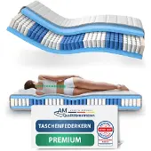 AM Qualitätsmatratzen | Premium 7 Zonen Taschenfederkernmatratze | 280x200 cm | Tonnentaschenfederkernmatratze | Federkernmatratze | Härtegrad H2