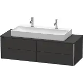 Duravit XSquare Konsolenwaschtischunterbau wandhängend, 4 Schubkästen, 1400x400x548mm, XS4915M8080, Farbe: Graphit Supermatt Dekor