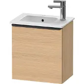 Duravit D-Neo Waschtischunterbau wandhängend, 410x440x274mm, eine Tür, Türanschlag Links, mit Griff Diamantschwarz, DE4259LBD300000, Farbe: Natur Eiche Matt Dekor