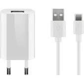 Goobay USB-C Ladeset 1 A, Netzteil mit Type-C Kabel 1m (Weiß)