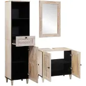 vidaXL Badezimmermöbel-Set 3 Stk. Weiß Holzwerkstoff