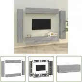 The Living Store 8-tlg. TV-Schrank-Set Grau Sonoma Holzwerkstoff