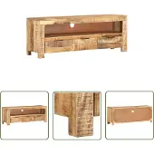 The Living Store TV-Schrank 110x30x40 cm Raues Mangoholz