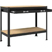 vidaXL Werkbank Schwarz 90 x 49 x 141 cm Sperrholz und Metall