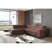 Fun-Möbel Couchgarnitur JADE Stoff Bordeauxrot mit Schlaffunktion Ottomane Links