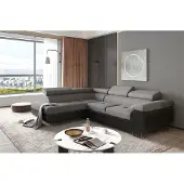 Fun-Möbel Couchgarnitur JADE Schwarz-Grau mit Schlaffunktion Ottomane Links