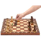 Markenlos Großformatiges Holzschachspiel - Handgefertigte Schachfiguren und Filzbrett für professionelles Spiel