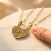 Yoursurprise Personalisierte teilbare Herzkette mit Gravur - Foto - Gold