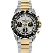 Jacques Lemans Chronograph "Eco Power Limited Edition", gold (silbergoldfarben, grau), Armbanduhren, Herren, Chronograph, Armbanduhr, Solar, Herrenuhr, Edelstahlarmband