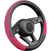OEM Automatiklenkrad, atmungsaktiv, 38 cm, antirutsch, Autoaccessoire (rosa rot)