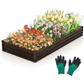 Costway Hochbeet Metall, Gemüsebeet, Pflanzbeet, Blumenbeet, Gartenbeet Kräuterbeet 240x120x30cm