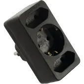 As Schwabe as-Schwabe Schutzkontaktstecker auf 2xEuro-Stecker & 1xSchuko 230V Schwarz IP20