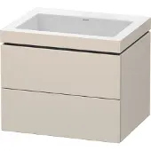 Duravit L-Cube c-bonded Set wandhängend, 2 Schubkästen, ohne Überlauf, ohne Hahnloch, 600x500x480mm, LC6926N9191, Farbe: Taupe Matt Dekor