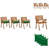 vidaXL Garten-Essstühle mit Kissen 3 Stk. Massivholz Akazie - Gartenstühle