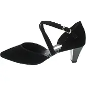 Gabor Spangenpumps , Damen, Gr. 38, Leder, schwarz, Ziegenveloursleder, Schuhe Spangenpumps, Abendschuh, Festtagsschuh, Trichterabsatz mit Stretcheinsatz