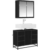 vidaXL Badezimmermöbel-Set 2 stk. Schwarz Eichen-Optik 80 x 33 x 60 cm