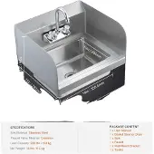 OEM Gewerblicher Handwaschbecken, Edelstahlkonstruktion, 360° drehbarer Wasserhahn, 14x10inch