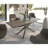DELIFE Esstisch Daven 160/200x90 cm Keramik Braun Edelstahl ausziehbar