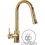 OEM Küchenarmatur, Ausziehbare Sprühfunktion, Deckmontiertes Design, Goldene