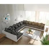 DELIFE Wohnlandschaft Clovis XXL Weiss Schwarz Ottomane Rechts