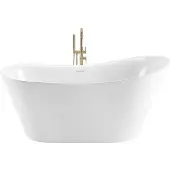 REA Freistehende Badewanne Lusso Slim 170 Mit Schwarzer Steckerkappe Weiß