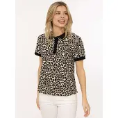 Zwillingsherz Poloshirt "Leo" mit Leomuster, kontrastierender Knopfleiste, kurzarm