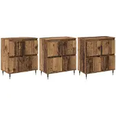 vidaXL Aufbewahrungsschrank 3 stk. Altholz 60 x 35 x 70 cm